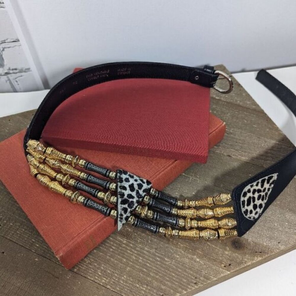 Leather Belt  Wester style Silver embellishment